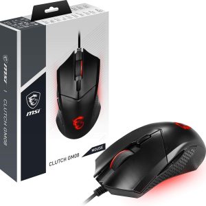 MSI Clutch GM08 – Gaming Mouse with Optical Sensor 4200 dpi, Weight Adjustment, RGB Red, 6 Programmable Buttons, Ambidextrous Ergonomic Design