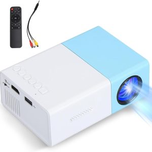 Mini Projector, 1080P Full HD HiFi Portable Movie Projector, Smart Home Projector with HDMI, USB, Storage Card, AV, Headphone for Smartphone, Laptop, TV, Tablet