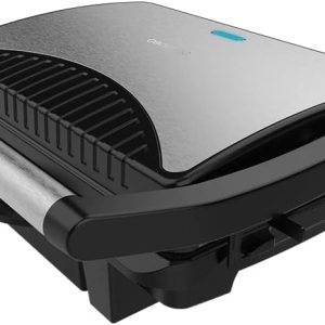 Cecotec Rock’nGrill Dark 1000 Electric Grill, 1000 W, Stone Coating, Fat Catcher Tray, Floating Top Plate, Surface 25.5 x 17.5 cm, PTFE Free, PFOA Free