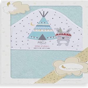 Interbaby – Baby Bath Cape Green | Baby Towel with Hood, 100% Cotton, 100 x 100 cm, Unisex | Soft, Comfortable, Quick Drying | Ideal for Newborns, Babies and Toddlers | Teepee Bear Design