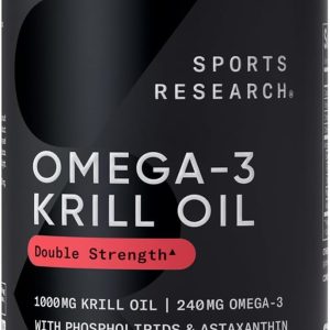 Sports Research Antarctic Krill Oil (Double Strength) 1000Mg With Omega-3 Epa, Dha & Astaxanthin | 60 Liquid Capsules – 2 Month Supply