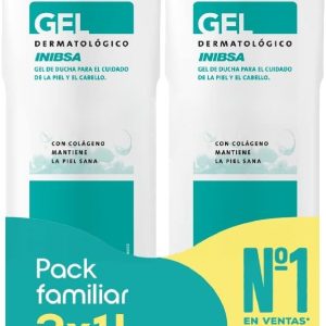 INIBSA Shower Gel for Skin and Hair Care, Saving Dermatological Pack – 2 x 1L (Total: 2000 ml)