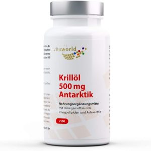 Pack of 3 Krill Oil 500mg 3 x 100 Capsules Vita World Pharmacy Germany – EPA – DHA – Omega 3
