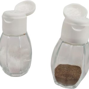 Fackelmann Individual Salt and Pepper Shakers for Table with Transparent Glass Container and White Polypropylene Lid, Salt and Pepper Shakers Set, 8 x 4 cm, 2 pcs.