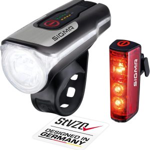 SIGMA SPORT Aura 80 and Blaze LED Bike Light Set | StVZO Approved Front and Rear Light with Brake Function