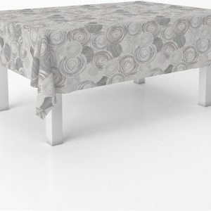 Tablecloth Oilcloth Rectangular Table Size 100 x 140 cm – Style, Durability and Easy Cleaning for Your Table – Stain Resistant and Waterproof Oilcloth Tablecloth – Circle Grey