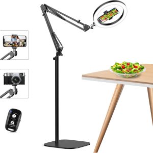 ring light with tripod stand and phone holder, 10 inch top ring light for phone stand, 70 inch foot stand, phone stand for video recording,