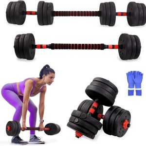 Mobiclinic® Fitness, Adjustable Dumbbells, 2 in 1, ExtenFit, Weight 2-20kg, Includes Dumbbells and Padded Extension Bar, Non-Slip Nuts, Heavy Duty Steel, Home Gym