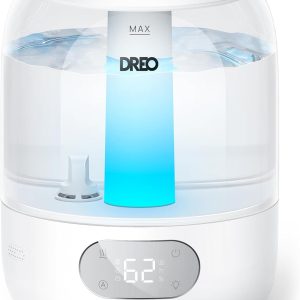 Dreo 3L Quiet 26dB Baby Humidifier for Bedroom, Ultrasonic Cold Mist, 360° Nozzle, 30h Autonomy, Ambient Light, Essential Oil Diffuser, for Home, White