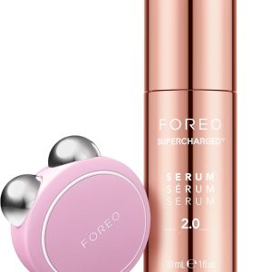 FOREO BEAR mini Pink + Serum Serum Serum 30ml | Microcurrent Face Lift Device | Double Chin Reducer | Facial Massager | Gifts for Women | Gift Set
