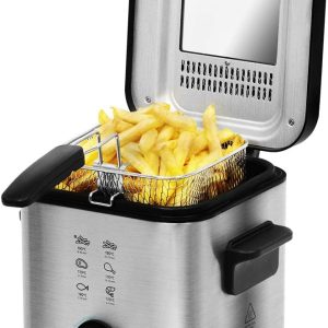 Cecotec CleanFry Infinity 1500 Electric Fryer, Oil Fryer with 1.5 Liter Capacity, 900 W Power, OilCleaner Filter, Non-Stick Bucket, Lid with Filter and Control Window
