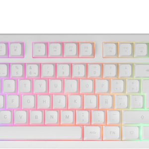 Mars Gaming MK023, TKL Gaming Keyboard, H-Mech Hybrid Technology, FRGB Rainbow Lighting, Anti-ghosting, Universal Compatibility, White, Spanish Language