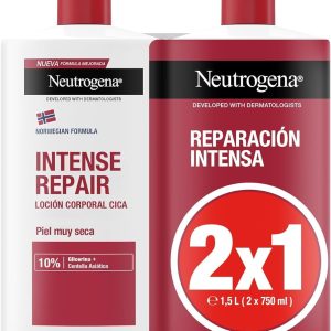 Neutrogena Norwegian Formula CICA Intense Repair Body Lotion for Dry Skin (Pack of 2 x 750ml) Repairing Body Moisturizer with Centella Asiatica