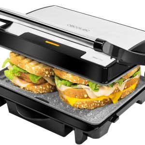 Cecotec Rock’Ngrill 1500 Rapid Electric Grill, 1500 W, Rockstone Coating, Height Adaptable Top Plate, Grease Tray, Eco Coating, 12.4X30.8X33.2 Cm