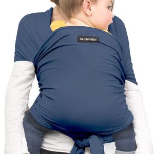 SUAVINEX – Newborn Baby Wrap Carrier + Carrying Bag, Baby Carrier Shirt, Elastic Baby Carrier Wrap Size, Secure and Ergonomic Porting, Blue