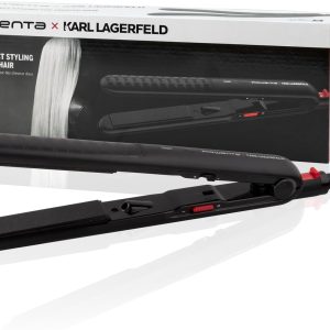 Rowenta x Karl Lagerfeld Optiliss Ionic SF323L Hair Straightener with Ceramic Coating for Soft Hair, 10 Temperatures up to 230 Degrees, Efficient Straightening, Curls and Waves, Black