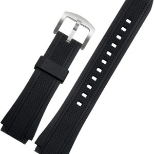 Compatible with Casio Edifice 5119 EF-552 EF-552D Black Resin Watch Strap for Men 25 x 20 mm Mouth Convex Rubber Strap Waterproof Silicone Bracelet (Black Silver)