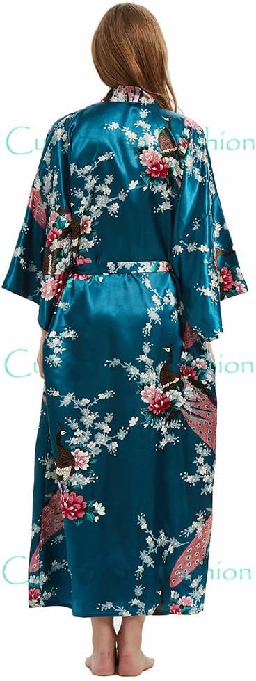 Women Kimono Robe Floral Print Robe Wedding Party Pajama - Image 4