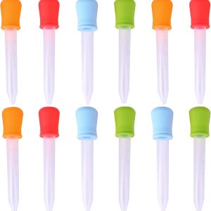 12 Pcs 2.3×12.2cm Droppers for Kids Plastic Pipettes with Bulb Tip for Home Science Experiments, Random Color Dropper