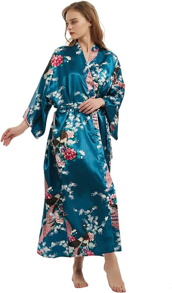 Women Kimono Robe Floral Print Robe Wedding Party Pajama