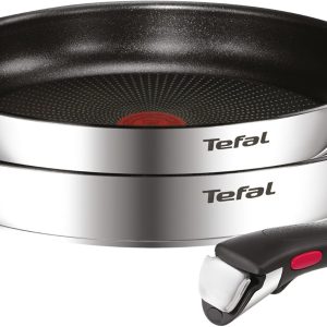 Tefal Ingenio Emotion Set of 2 Frying Pans 22/26 cm + Removable Handle, Induction Safe, Non-Stick, Titanium Coated, Thermo-Signal, Dishwasher and Oven Safe
