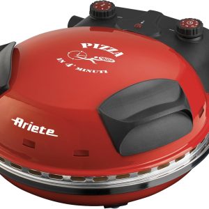 Ariete 909 Mini Pizza Oven in 4 Minutes 1200 W 5 Temperature Levels Diameter 33 cm Timer 30 Minutes and Temperature Controller Indicator Lights On/Off Red Black