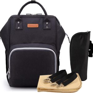 ANKÖMMLING Multifunction Diaper Bag Travel Changing Mat, Large Capacity Backpack Reusable Bag, Lightweight Stylish Durable Backpack with Insulated Bottle Pocket for Mom and Dad