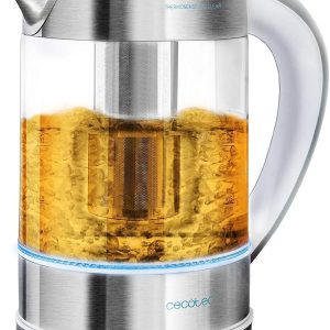 Cecotec ThermoSense 370 Clear Electric Kettle 1.7 Litres, BPA Free, 2200 W Power, 360° Base, Removable Anti-Limescale Filter, Double Safety System, Stainless Steel