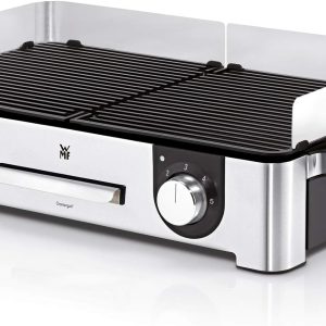 WMF Lono – Mastergrill, Electric Grill 2400W, Non-Stick Surface, 2 Removable Plates with Individual Temperature Regulator, Cromargan Stainless Steel Finishes, Silver/Black