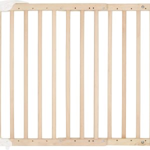 Badabulle Deco Pop Wooden Extendable Baby Gate, 63 to 106 cm Wide, Press-In or Screw-On Baby Gates and Stairs, Natural