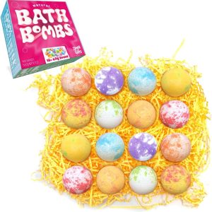 16 x Bath Bombs Gift Set for Women by Zimpli Gifts, Luxury Handmade Effervescent Bath Bombs for Her, Relaxing Beauty Kit