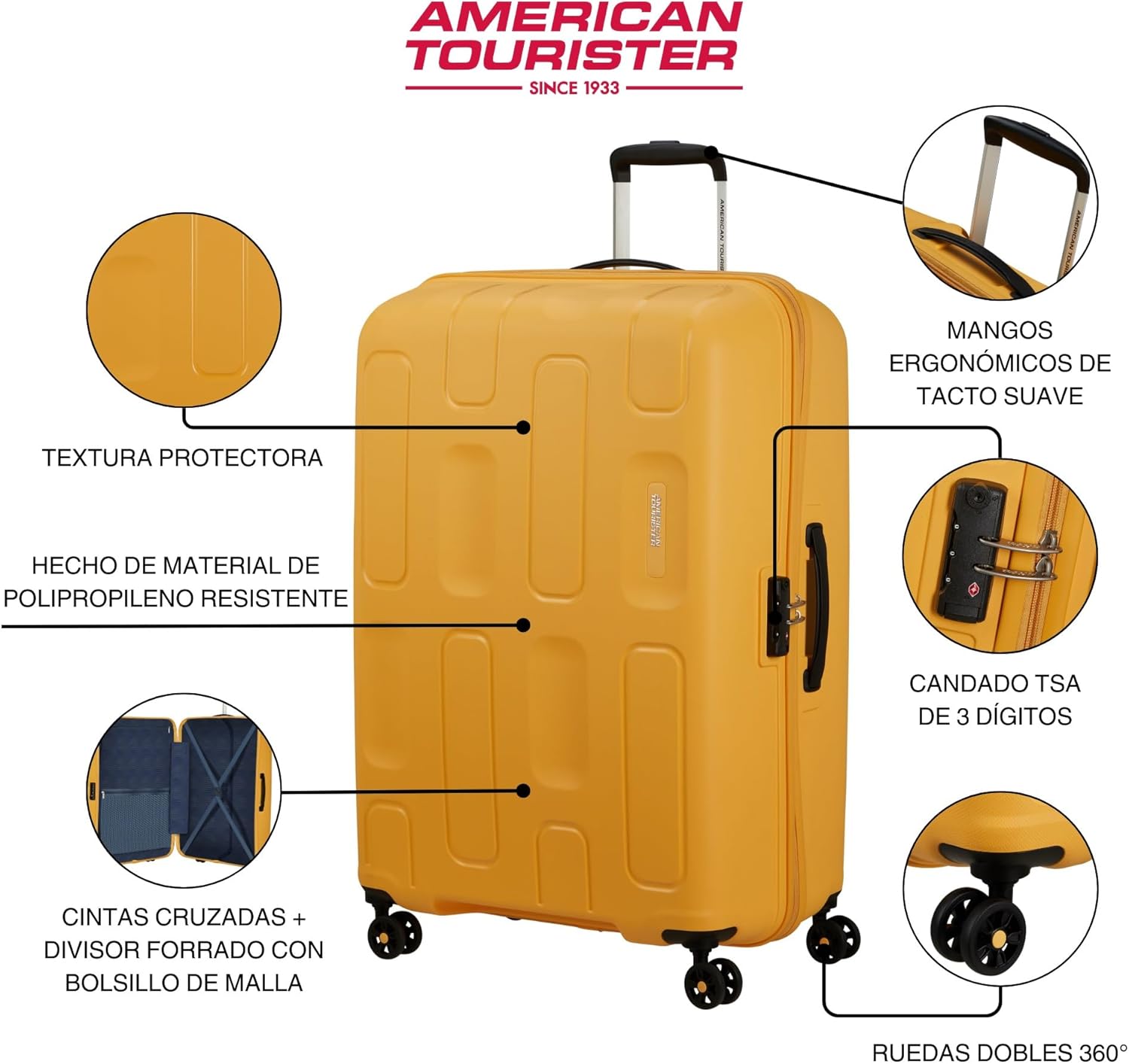 American Tourister Ellipso Spinner, Yellow (Banana Cream), Carry-on Luggage - Image 2