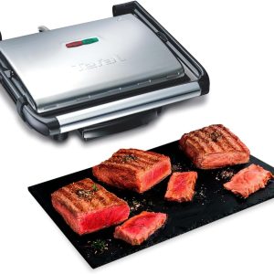 Tefal GC241D Grill with Non-Stick Plates, Cold Touch, Removable Juice Tray, Paninis, Meat, Fish and Roasting Vegetables, Black/Silver, 2000 W Power