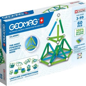 Geomag Classic – 60 Pieces – Magnetic Building Blocks for Children – Green Line – Educational Toys 100% Recycled Plastic