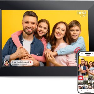 Frameo VESWWE 10.1 Inch Digital Photo Frame, WiFi, 1280×800 IPS Touchscreen, 32GB Storage, Auto-Rotate, Instantly Share Photos and Videos Through the