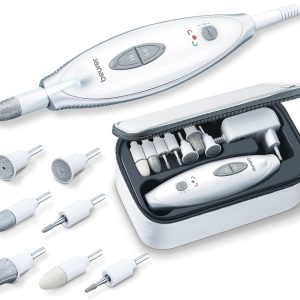 Beurer MP 41 Professional Manicure and Pedicure Set with 7 Accessories, LED Light, Right/Left Rotation, 2 Speed, Bag Included