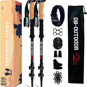 Hiking Poles for Women and Men, 2 Pack 7075 Ultralight Aluminum Folding Hiking Poles for Men, Natural Cork Grip and Metal Nordic Walking Poles