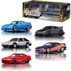 Hot Wheels Premium Fast & Furious Tokyo Drift Pack of 5 Metal Toy Cars 1:64 Scale Fast & Furious Movie Vehicles with Collectible Packaging, JFL99