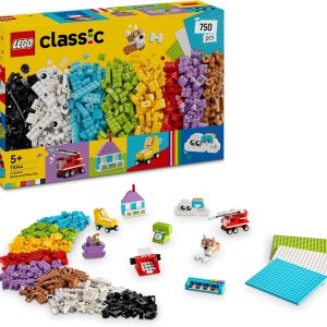 LEGO Classic Creative Box to Build and Play with Colorful Bricks, House, Dog, Fire Truck, Keyboard, Clouds, Rainbows and More Toys, Crafts for 5+ Year Old Boys and Girls 11044