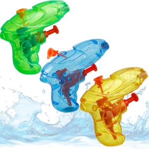 Juego de 3 pistolas de agua de 8 cm, multicolor, alcance extragrande, mini pistolas de pulverización para niños (30 x unidades – 8 cm)