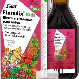 Salus – Floradix Kids Iron Supplement, 250ml Bottle, Reduces Tiredness and Fatigue, Supports Mental Development and Cognitive Function – Contains Vitamins B1,B2,B6,B12,C and Niacin