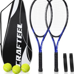 27 Inch Tennis Rackets Set of 2, 27 Inch Family Tennis Racket Set for Outdoor Recreational Sports Games