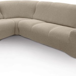 Corner Cover Super Elastic 3.4 to 5.4 Metres | Model NOVELE | Beige | Corner Sofa Protector | Quality Protector Jacquard Fabric Cotton Feel
