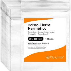 100 Clear Plastic Airtight Seal Bags Ideal for Freezing Food, Document Storage, Reusable and Storage Bags – Ophituria (100 Bags, 70 x 100 mm)