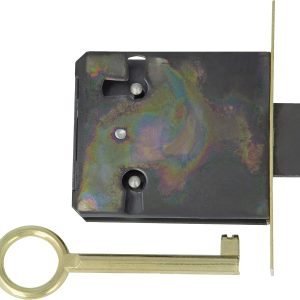 Amig – Mortise Lock for Furniture – 30 mm Entry – Includes Cap Key – Locking System for Tables, Cabinets and Small Furniture – Matte Gold Brass