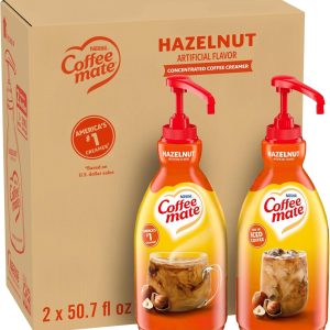 NESTLE COFFEE-MATE Coffee Creamer, Hazelnut, 1.5L liquid pump bottle, Pack of 2