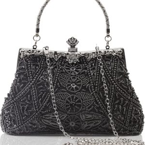 BABEYOND Evening Clutch Purses for Women – Vintage Evening Bag Accessories for Women Gatsby 1920s Beaded Sequin Pearl Clutch