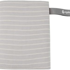 Ergobaby Baby Wrap Carrier for Newborns from Birth to 25 lbs, Aura Knit Wrap Made with Recycled Fabrics, Elastic and Breathable, Unisex Baby Wrap – Grey Stripes