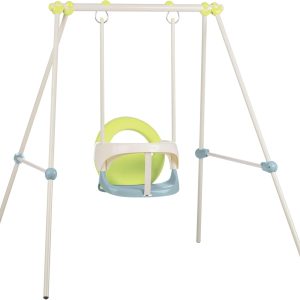 SMOBY Life 7600830306 Metal Baby Swing, Safe Seat with Anti-Roll Bar, UV Resistant, Optimal for Indoor and Outdoor, 19% Recycled Material, 6 Months
