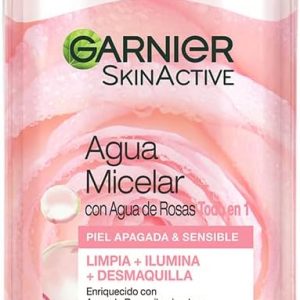 GARNIER Skin Active Micellar Water with Rose Water for Off and Sensitive Skin, Make-up, Cleanses and Brightens in One Gesture, Suitable for Face, Lips and Eyes, 400 ml